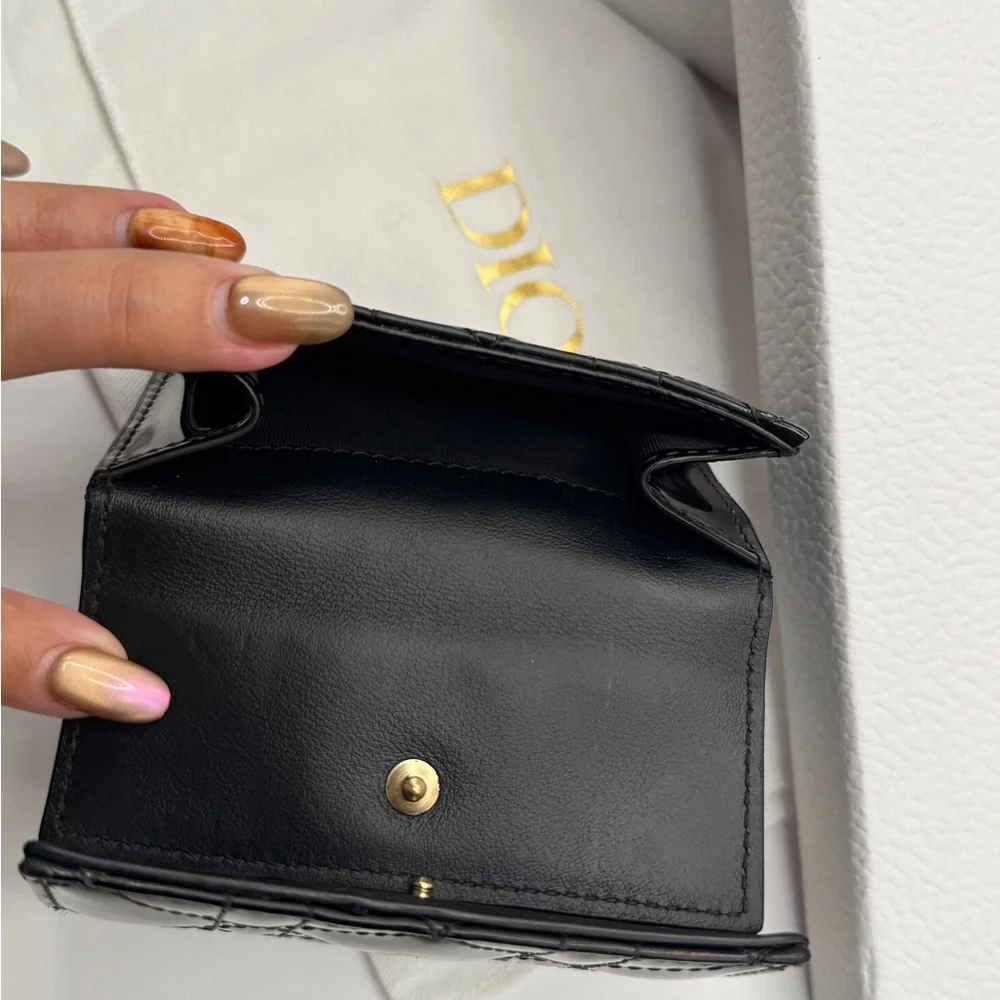 Dior Lady Dior Patent Cannage Compact Wallet